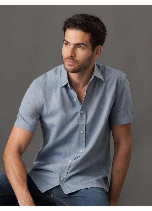 Calvin Klein Jeans - Camisa Masculina Slim com Bolso Calvin Klein Jeans - Indigo Azul 3