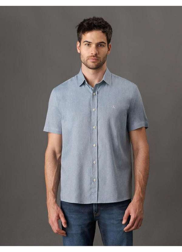 Calvin Klein Jeans - Camisa Masculina Slim com Bolso Calvin Klein Jeans - Indigo Azul 5