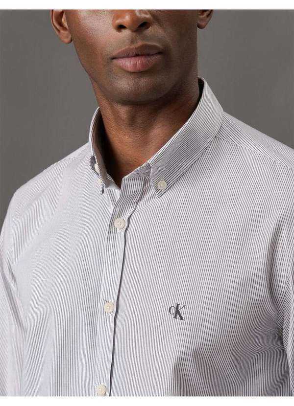 Calvin Klein Jeans - Camisa Masculina Slim Fio 50 Calvin Klein Jeans - Branco Branco
