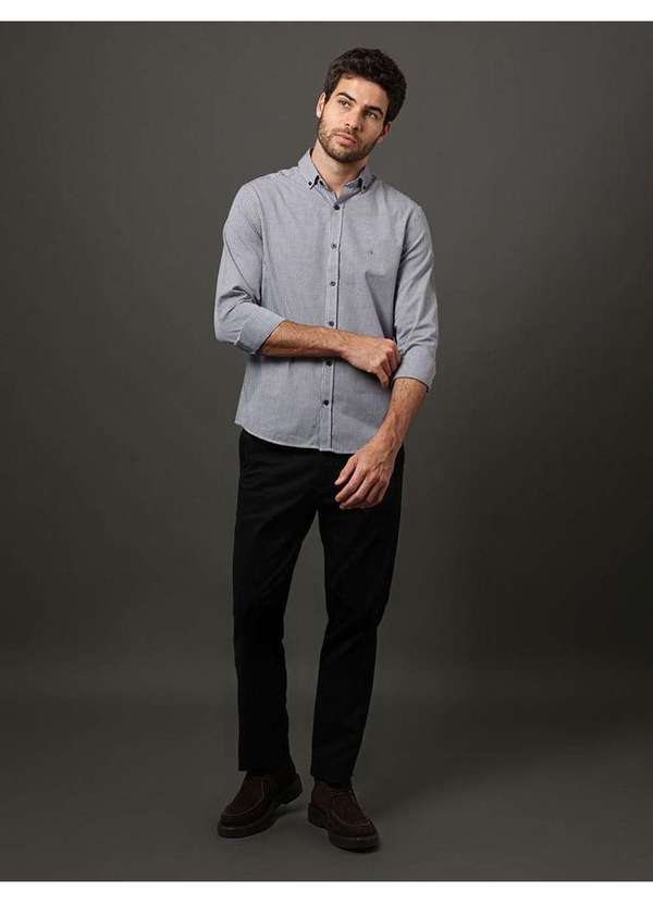 Calvin Klein Jeans - Camisa Masculina Vichy Bd Calvin Klein - Marinho Azul 5