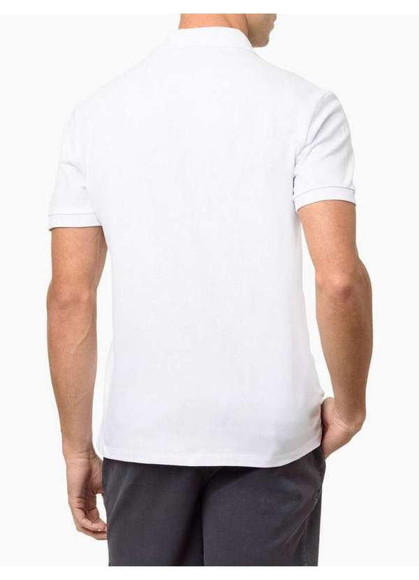 Calvin Klein Jeans - Camisa Polo Masculina de Algodão em Piquet Estampa Palito Calvin Branco 3