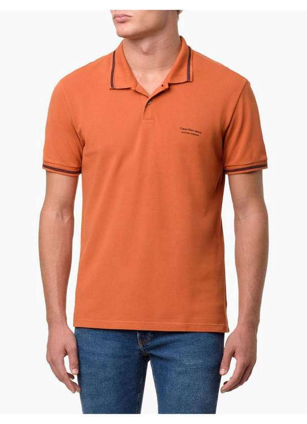 Calvin Klein Jeans - Polo Masculina 3 Frisos Calvin Klein Jeans - Bronze Marrom