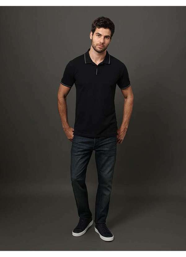 Calvin Klein Jeans - Polo Masculina Etiqueta Calvin Klein Jeans - Preto Preto