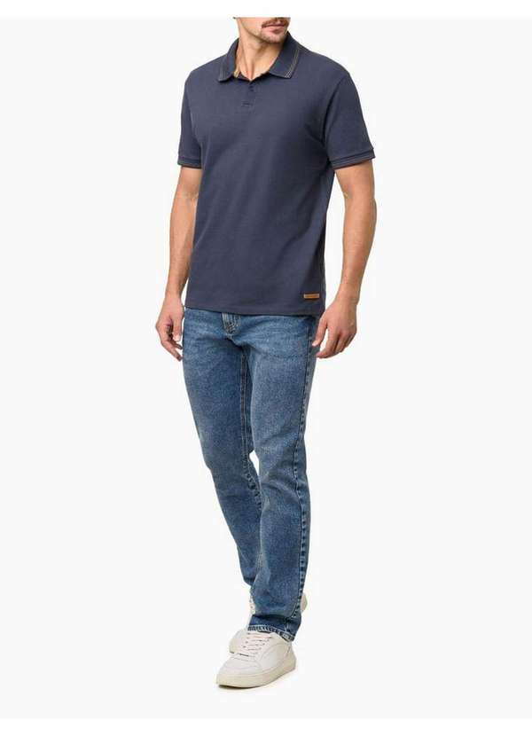 Calvin Klein Jeans - Polo Masculina Etiqueta Recouro Calvin Klein Jeans - Marinho Azul