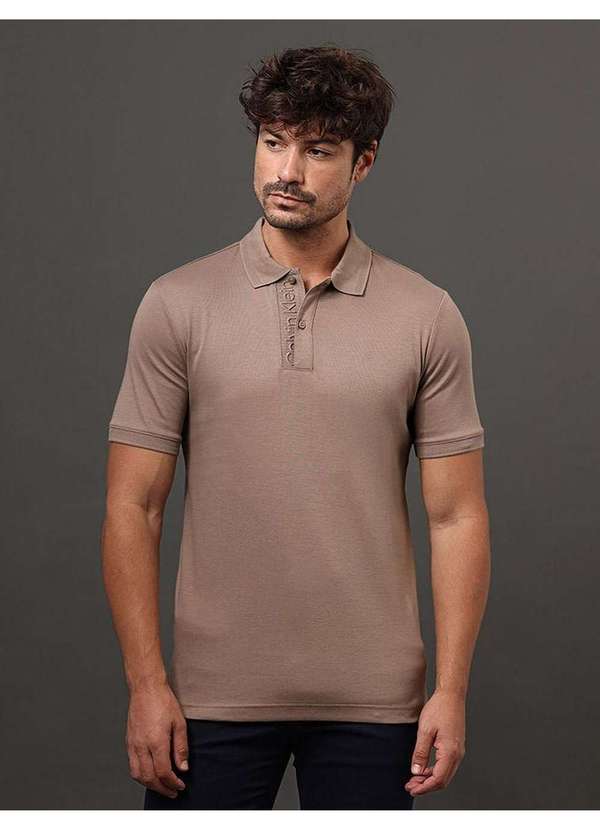 Calvin Klein Jeans - Polo Masculina Liquid Touch Calvin Klein - Caqui Medio Bege 2