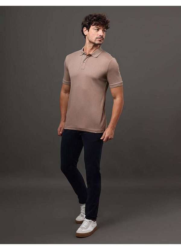 Calvin Klein Jeans - Polo Masculina Liquid Touch Calvin Klein - Caqui Medio Bege 4