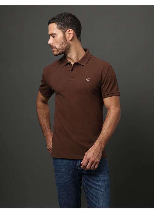 Calvin Klein Jeans - Polo Masculina Logo Bordado Calvin Klein Jeans - Marrom Marrom 3
