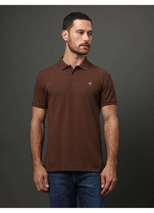 Calvin Klein Jeans - Polo Masculina Logo Bordado Calvin Klein Jeans - Marrom Marrom 4