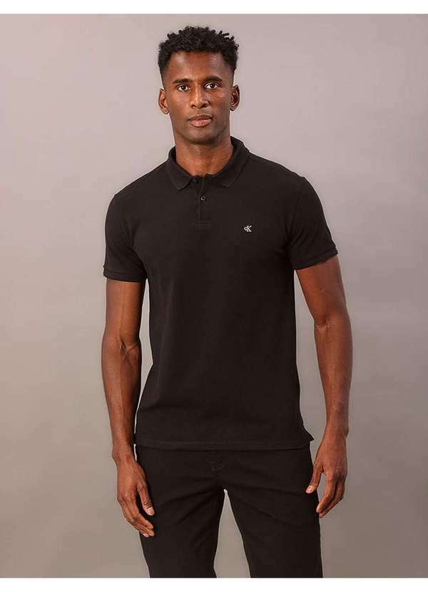Calvin Klein Jeans - Polo Masculina Logo Bordado Calvin Klein Jeans - Preto Preto
