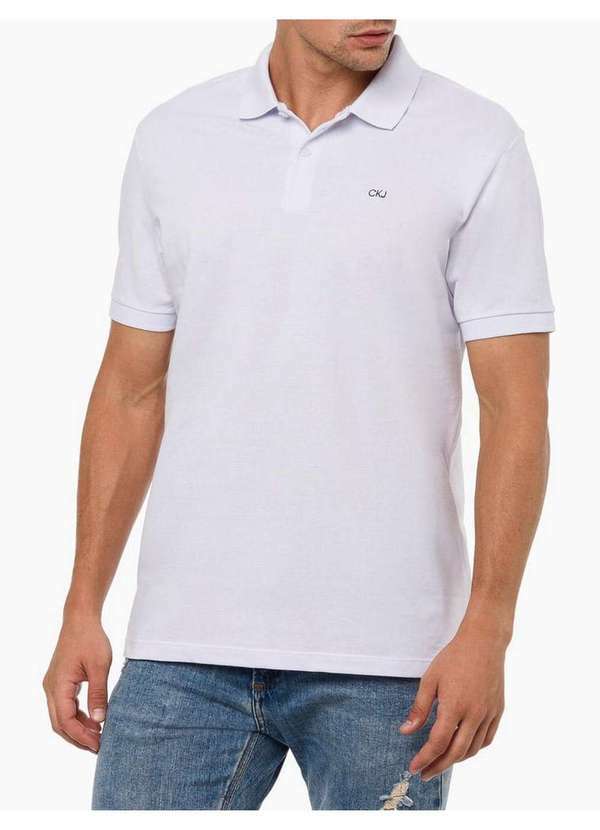 Calvin Klein Jeans - Polo Masculina Logo Bordado Calvin Klein Jeans - Branco Branco