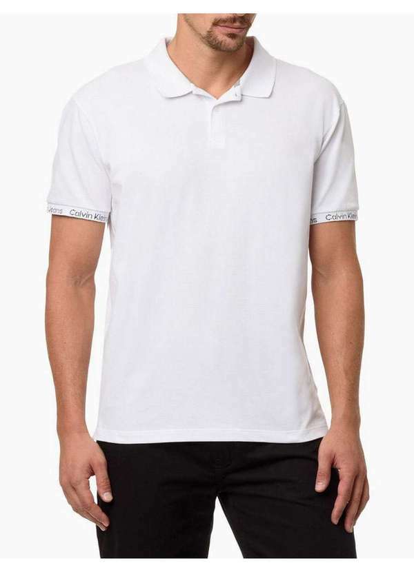 Calvin Klein Jeans - Polo Masculina Logo Calvin Klein Jeans - Branco Branco