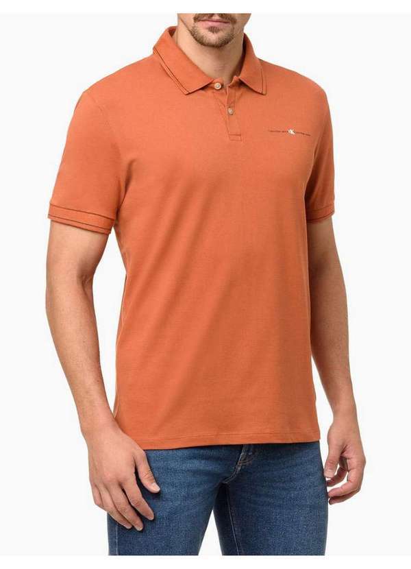 Calvin Klein Jeans - Polo Masculina Logo Calvin Klein Jeans - Bronze Marrom