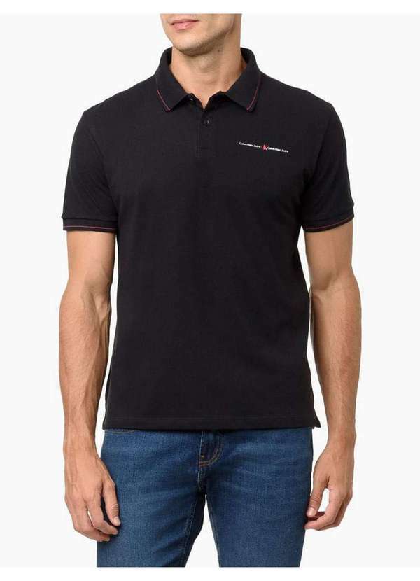 Calvin Klein Jeans - Polo Masculina Logo Calvin Klein Jeans - Preto Preto