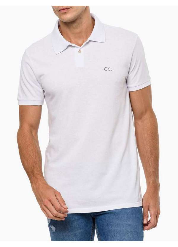 Calvin Klein Jeans - Polo Masculina Logo Calvin Klein - Branco Branco