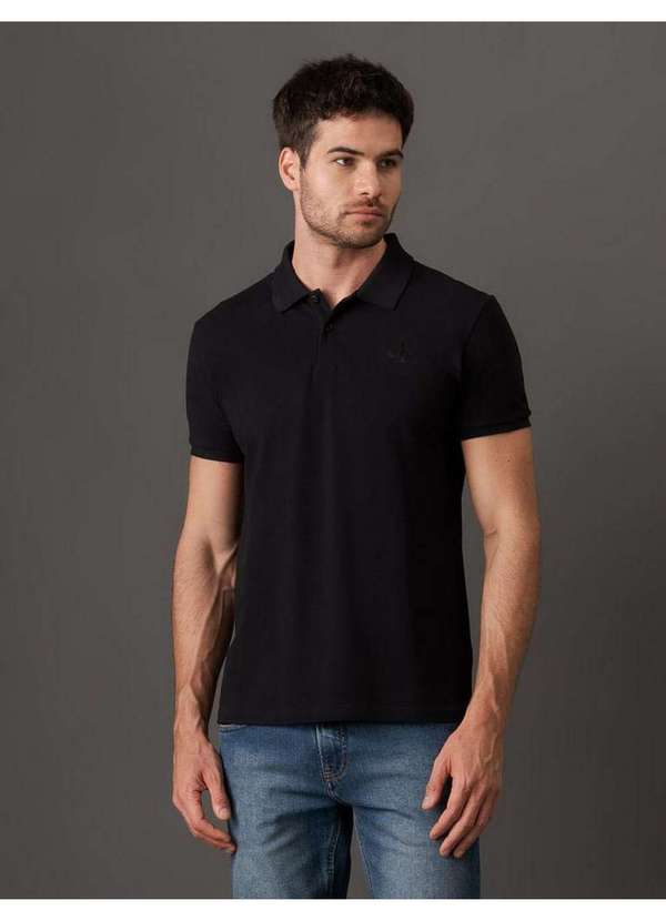 Calvin Klein Jeans - Polo Masculina Logo Gel Calvin Klein Jeans - Preto Preto