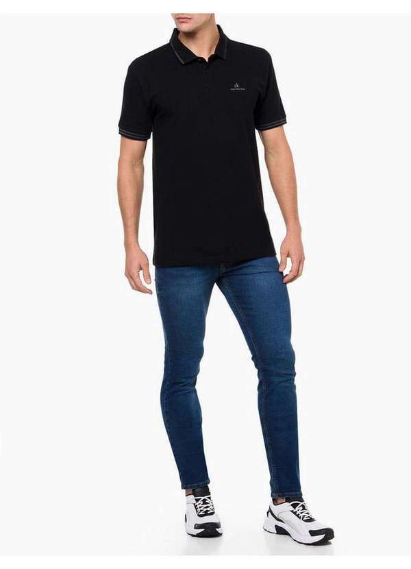 Calvin Klein Jeans - Polo Masculina Manga Curta com Logo Básico Calvin Klein Jeans - P Preto 1