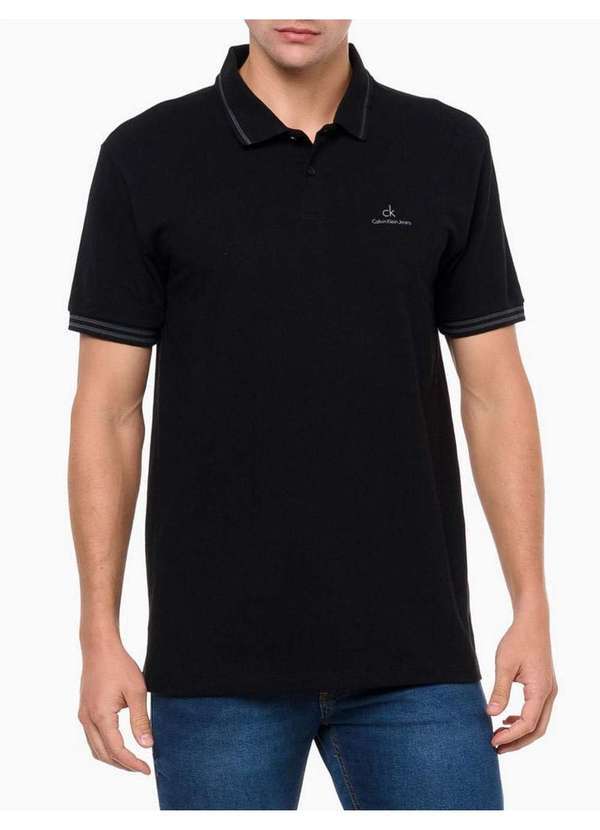 Calvin Klein Jeans - Polo Masculina Manga Curta com Logo Básico Calvin Klein Jeans - P Preto 3