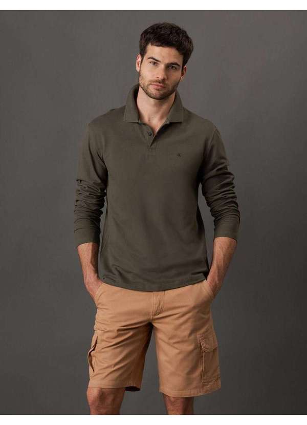 Calvin Klein Jeans - Polo Masculina Manga Longa Bordado Calvin Klein Jeans - Militar Verde 4