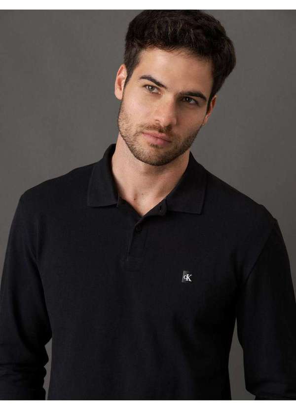 Calvin Klein Jeans - Polo Masculina Manga Longa Premium Calvin Klein Jeans - Preto Preto