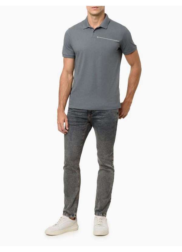 Calvin Klein Jeans - Polo Masculina Palito Naturals Calvin Klein Jeans - Chumbo Cinza 2