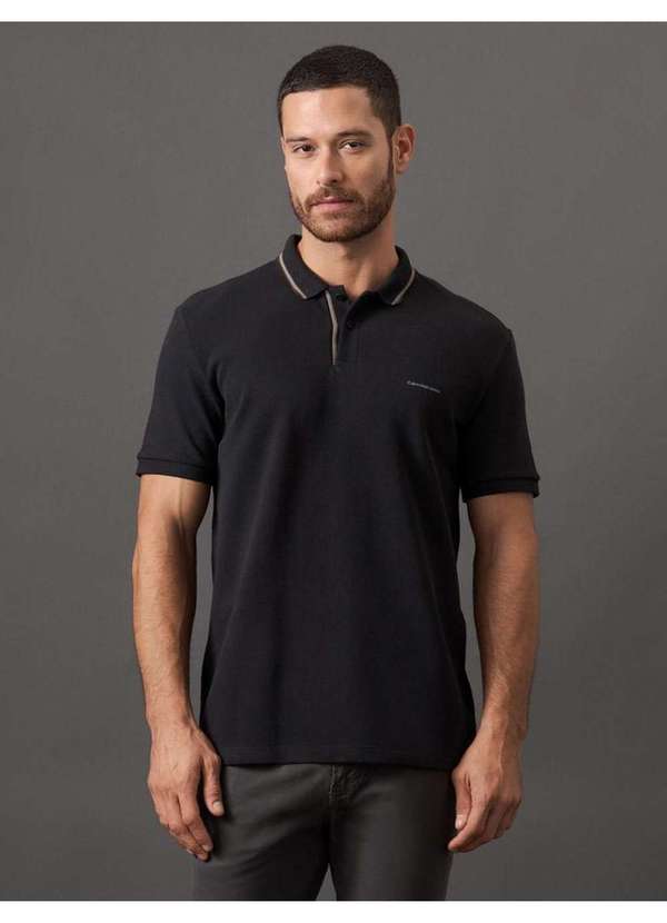 Calvin Klein Jeans - Polo Masculina Peitilho Retilínea Calvin Klein Jeans - Preto Preto