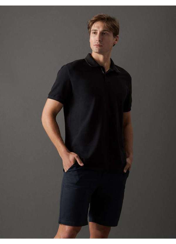 Calvin Klein Jeans - Polo Masculina Regular Manga Curta Calvin Klein Jeans - Preto Preto