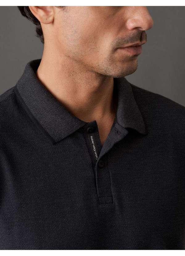 Calvin Klein Jeans - Polo Masculina Regular Piquet Pontilhado Calvin Klein Jeans - Pre Preto