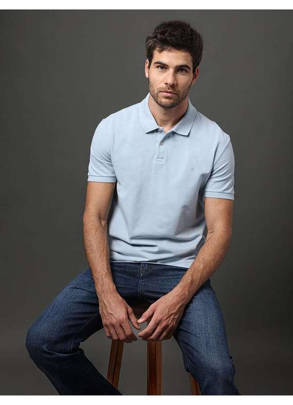 Calvin Klein Jeans - Polo Masculina Regular sem Friso Calvin Klein - Azul Claro Azul 5