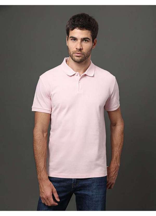 Calvin Klein Jeans - Polo Masculina Regular sem Friso Calvin Klein - Rosa Claro Rosa
