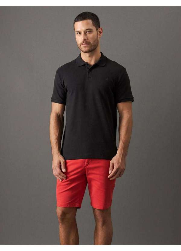 Calvin Klein Jeans - Polo Masculina Regular Suedine Calvin Klein - Preto Preto