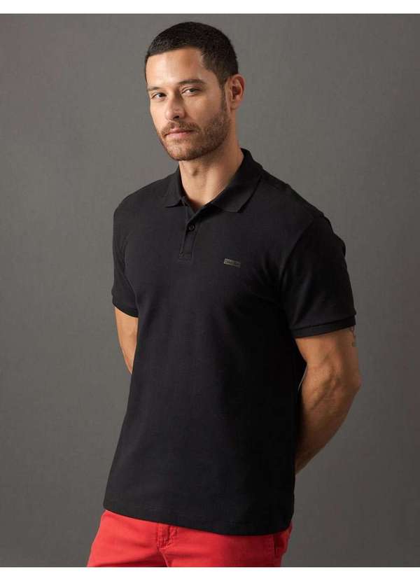 Calvin Klein Jeans - Polo Masculina Regular Suedine Calvin Klein - Preto Preto 5