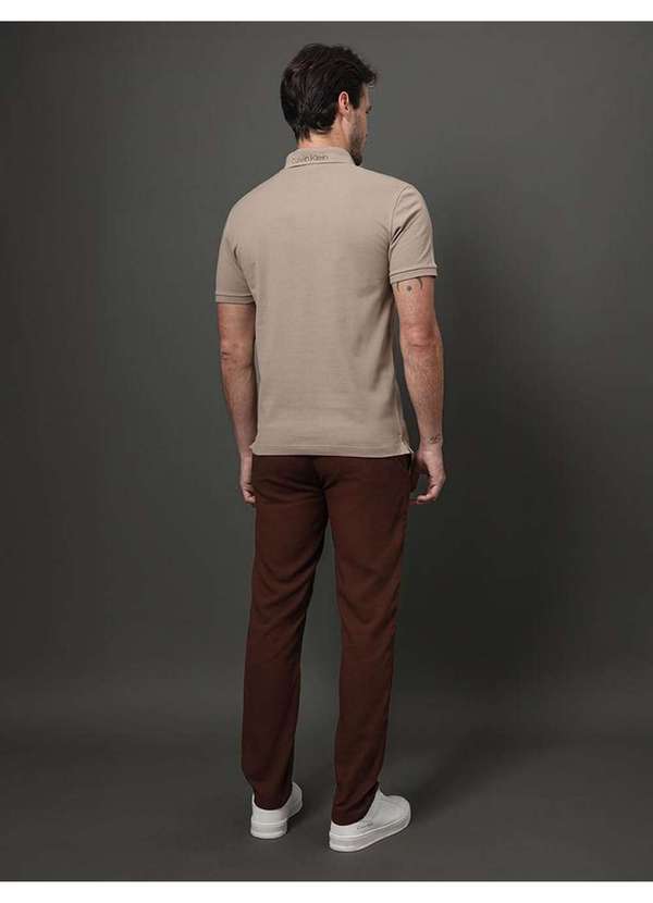 Calvin Klein Jeans - Polo Masculina Slim Calvin Klein - Caqui Medio Bege 3