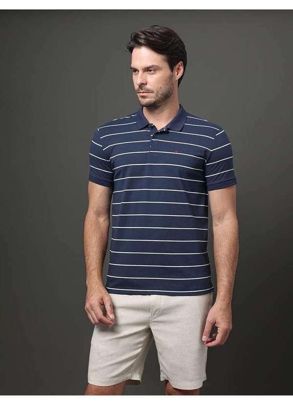 Calvin Klein Jeans - Polo Masculina Slim Cotton Listrado Calvin Klein - Marinho Azul