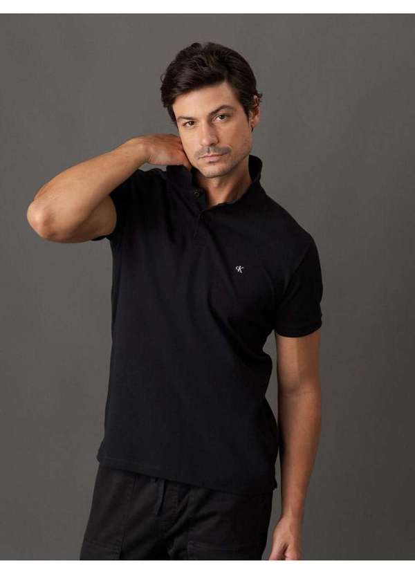 Calvin Klein Jeans - Polo Masculina Slim Logo Bordado Calvin Klein Jeans - Preto Preto 4