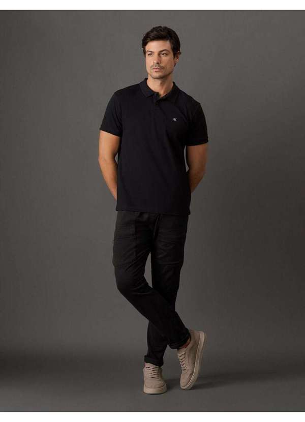 Calvin Klein Jeans - Polo Masculina Slim Logo Bordado Calvin Klein Jeans - Preto Preto 5
