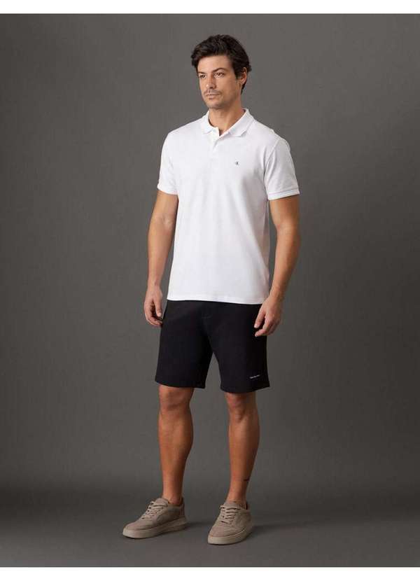 Calvin Klein Jeans - Polo Masculina Slim Logo Bordado Calvin Klein Jeans - Branco Branco