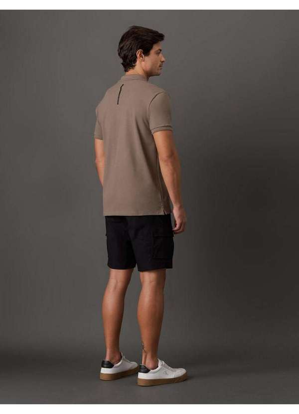 Calvin Klein Jeans - Polo Masculina Slim Logo Bordado Calvin Klein Jeans - Caqui Medio Bege 3