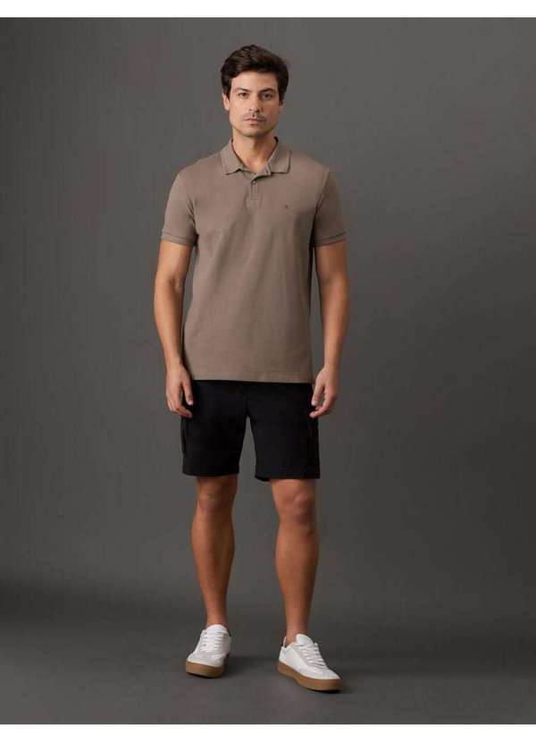 Calvin Klein Jeans - Polo Masculina Slim Logo Bordado Calvin Klein Jeans - Caqui Medio Bege 2