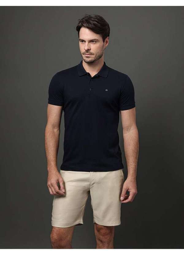 Calvin Klein Jeans - Polo Masculina Slim Meia Malha Pima Calvin Klein - Marinho Azul