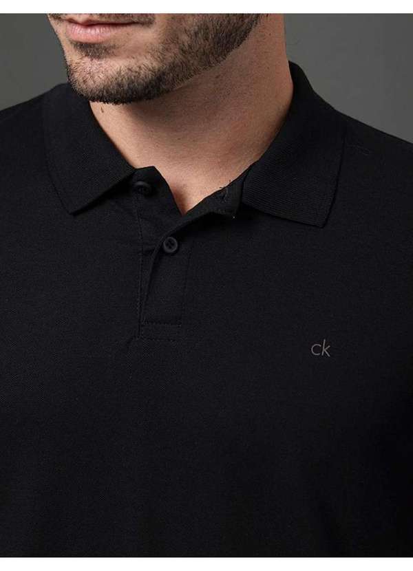 Calvin Klein Jeans - Polo Masculina Slim Meia Malha Pima Calvin Klein - Preto Preto