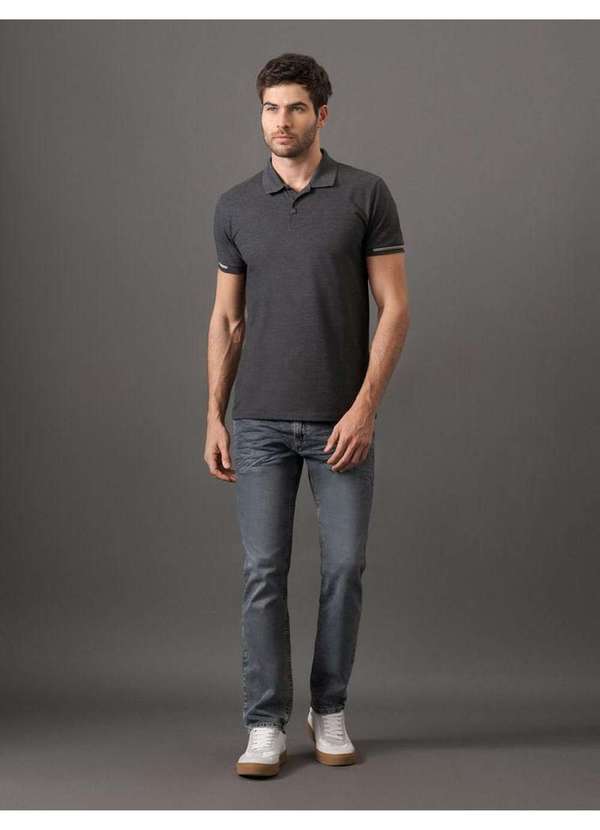 Calvin Klein Jeans - Polo Masculina Slim Meio Friso Calvin Klein Jeans - Chumbo Cinza 3