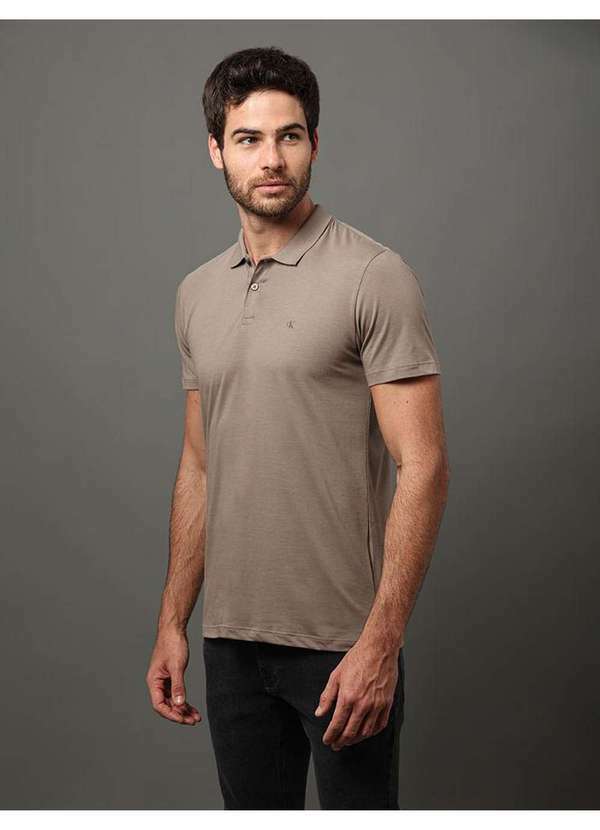 Calvin Klein Jeans - Polo Masculina Slim Pima Calvin Klein Jeans - Caqui Medio Bege