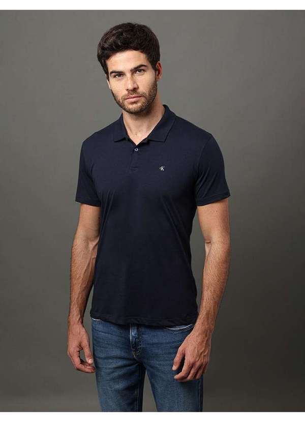 Calvin Klein Jeans - Polo Masculina Slim Pima Calvin Klein Jeans - Marinho Azul