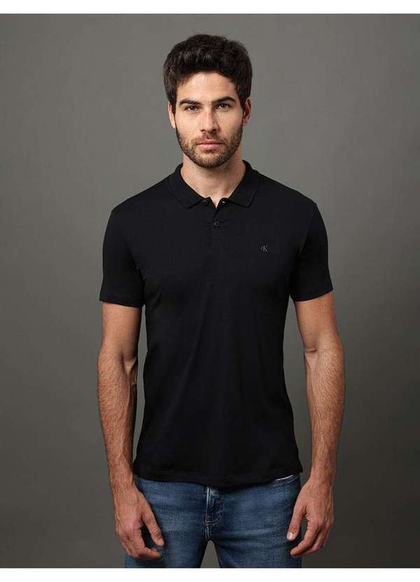 Calvin Klein Jeans - Polo Masculina Slim Pima Calvin Klein Jeans - Preto Preto