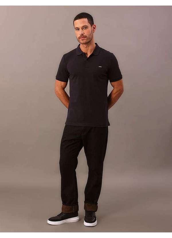 Cks Premium Label - Polo Masculina Slim Piquet Calvin Klein - Marinho Azul