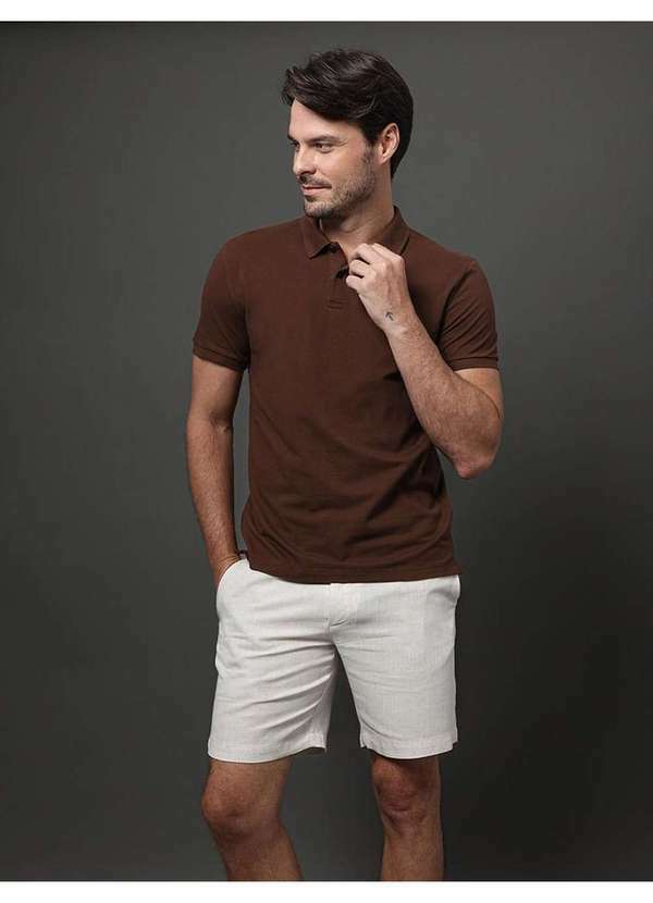 Calvin Klein Jeans - Polo Masculina Slim sem Friso Calvin Klein - Marrom Marrom