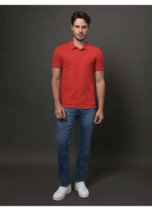 Calvin Klein Jeans - Polo Masculina Slim sem Friso Calvin Klein - Vermelho Vermelho