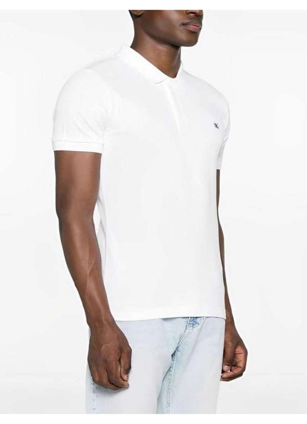 Calvin Klein Jeans - Polo Masculina Stretch Bordado Calv Branco 3