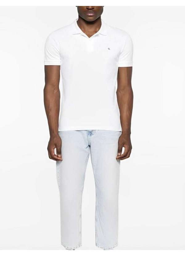 Calvin Klein Jeans - Polo Masculina Stretch Bordado Calv Branco 4