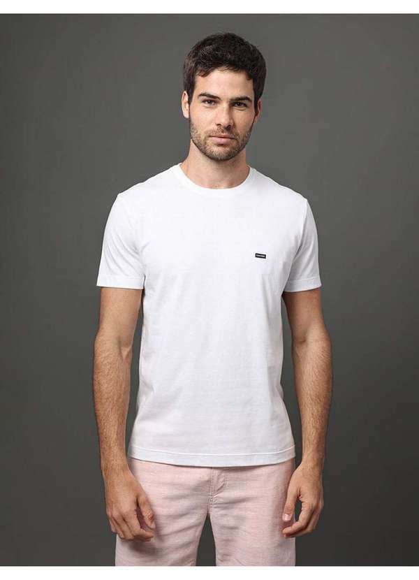 Calvin Klein Jeans - Camiseta Masculina Algodão Egípcio Calvin Klein - Branco Branco